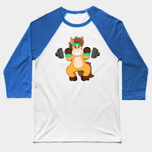 Horse as Bodybuilder with Barbell Baseball T-Shirt